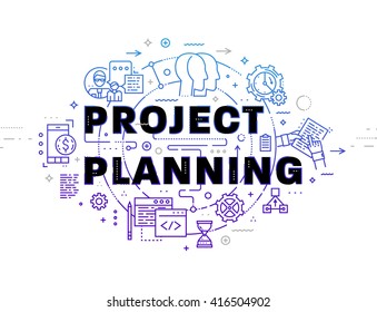 Typographic Technology Design. Modern Lettering. Set of application development, web site coding, information and mobile technologies vector icons and elements.