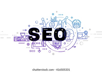 Typographic Technology Design. Modern Lettering. Set of application development, web site coding, information and mobile technologies vector icons and elements.