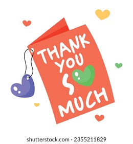 Typographic thanks card flat sticker 