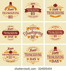 Typographic Thanksgiving Design Set. Vector illustration EPS 10