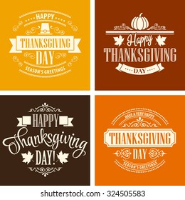 Typographic Thanksgiving Design Set. Vector illustration EPS 10