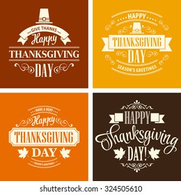 Typographic Thanksgiving Design Set. Vector illustration EPS 10