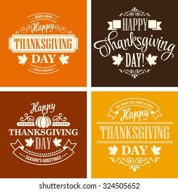 Typographic Thanksgiving Design Set. Vector illustration EPS 10