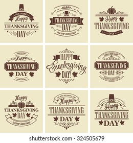 Typographic Thanksgiving Design Set. Vector illustration EPS 10