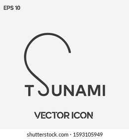 Typographic "Tsunami" vector icon illustration. Premium quality.