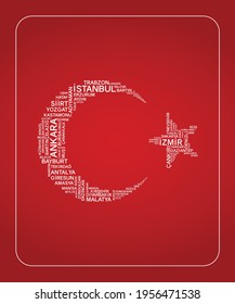 Diseño tipográfico de bandera turca y fondo rojo
