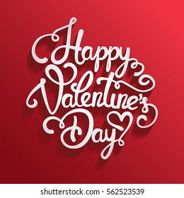 Typographic Valentines Day Greeting Card Template - Hand Drawn Vector Lettering Design, Happy Valentines Day