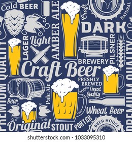 Typographic Vector Beer Seamless Pattern Or Background.
