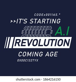 Typographic vector illustration of Artificial intelligence  theme for t shirt graphics
