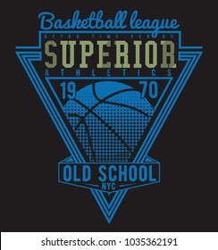 Typographic Vector Illustration Of Basketball Theme Badge. T Shirt Graphics