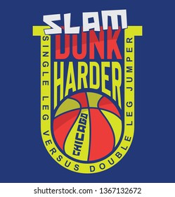 Typographic Vector Illustration Of Basketball Theme Badge. T Shirt Graphics