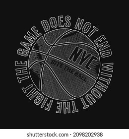 Typographic vector illustration of basketball theme badge. t shirt graphics