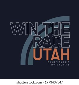 typographic vector illustration of car racing theme. tee shirt graphics