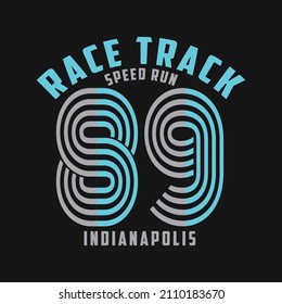 typographic vector illustration of car racing theme. tee shirt graphics