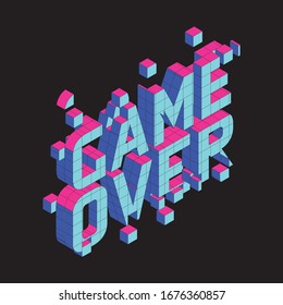 Typographic vector illustration of computer game theme for t shirt graphics