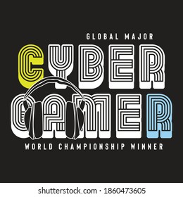 Typographic vector illustration of computer game theme for t shirt graphics