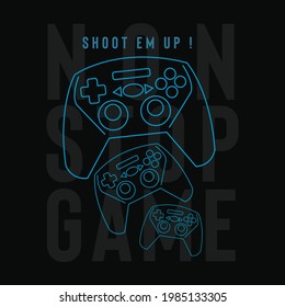 Typographic vector illustration of computer game theme for t shirt graphics