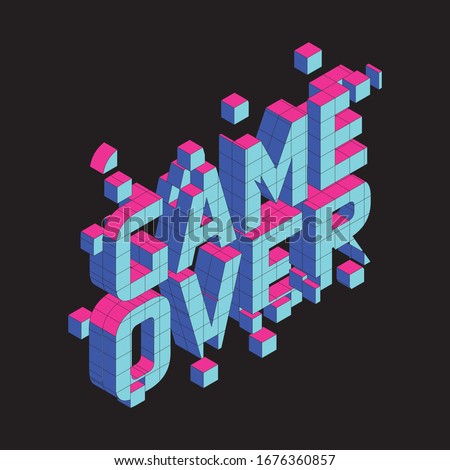 Typographic vector illustration of computer game theme for t shirt graphics