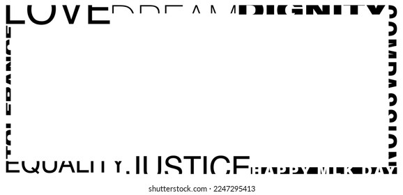Typographic vector illustration design with words sliced to create a frame or an abstract border