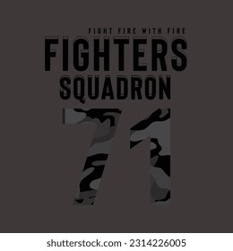 Typographic vector illustration of Military theme for t shirt graphics