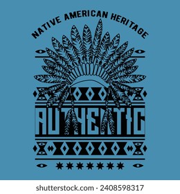 Typographic vector illustration of native american theme. t shirt graphics . print