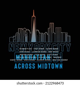 typographic vector illustration of new york silhouette