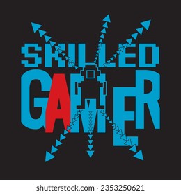 Typographic vector illustration of retro computer game theme for t shirt graphics