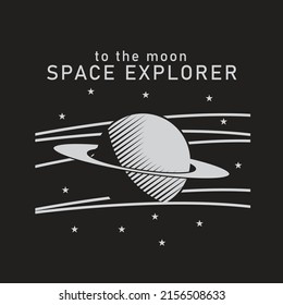 typographic vector illustration of retro space and science fiction  theme . T shirt graphics.
