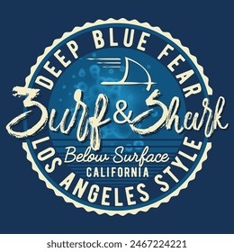 typographic vector  illustration with shark fin. tee shirt graphics  , print