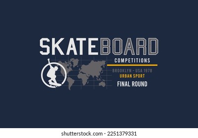 Typographic vector illustration of skateboard.
