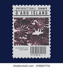 typographic vector illustration of Summer and hawaii theme. t shirt graphics