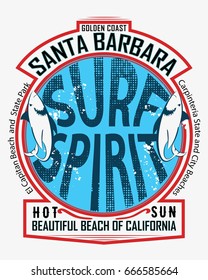 typographic vector illustration of surf and shark. t shirt graphics