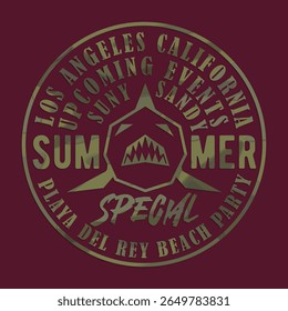 typographic vector illustration of surf  theme and shark