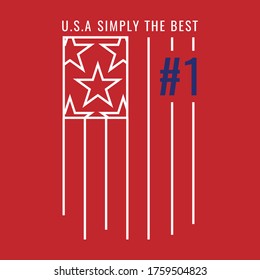 typographic vector illustration of u.s.a flag. t shirt graphics