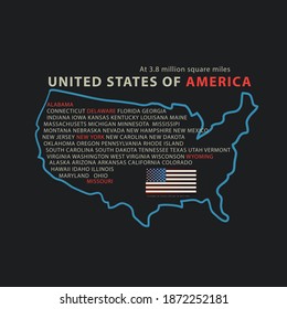 typographic vector illustration of u.s.a theme. t shirt graphics