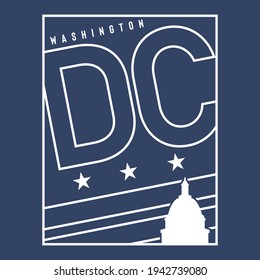 Typographic vector illustrtaion of washington dc theme. T shirt graphics