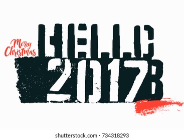 Typographic vintage grunge style Christmas card or poster design. Retro vector illustration.