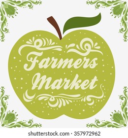 Typographic vintage poster. Farmers market. Can be used as a print on T-shirts and bags, label, restaurant menu and organic food shop. Hand drawn vegan lettering. Inspirational eco poster.