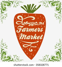 Typographic vintage poster. Farmers market. Can be used as a print on T-shirts and bags, label, restaurant menu and organic food shop. Hand drawn vegan lettering. Inspirational eco poster.