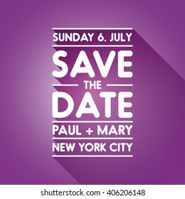 Typographic violet wedding announcement - Save the date