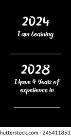Typographical 2024 plan. Mobile Wallpaper with black and white colors. Vector Illustration