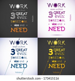 Typographical Background 4 Illustrations with quote of Voltaire. 