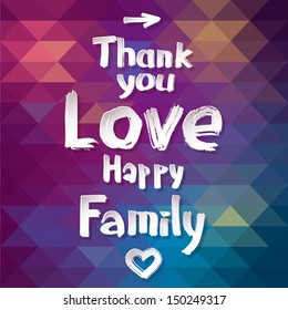 Typographical Background. abstract geometric pattern. English words thank you, love, happy, family
