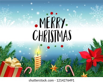 Typographical Background With Christmas Elements