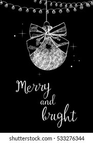 Typographical background with Christmas holiday elements. Vector.