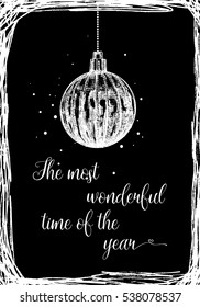 Typographical background with Christmas holiday elements. Vector.