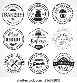 Typographical Bakery Labels, Badges and Design Elements in Vintage Style