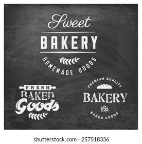 Typographical Bakery Labels, Badges and Design Elements in Vintage Style