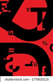 Typographical Composition Poster Design using one typeface. Negative and positive spacing, use of character glyphs and type elements.