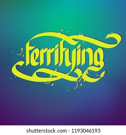 Typographical concept with word terrifying on gradient background flat vector illustration